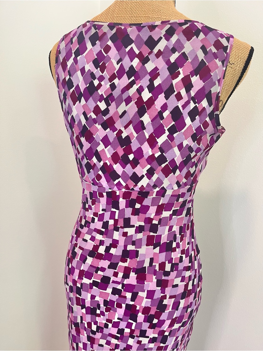 Karen Kane 100% Silk Bias Cut Stretch Maxi Dress Abstract Purple Size Small - Picture 6 of 16